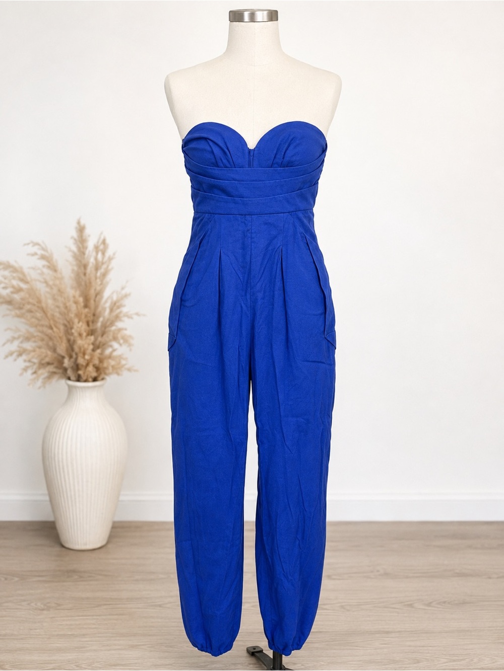 FARM Rio Cobalt Blue Strapless Jumpsuit Sweetheart Bust Size Medium - Picture 3 of 16